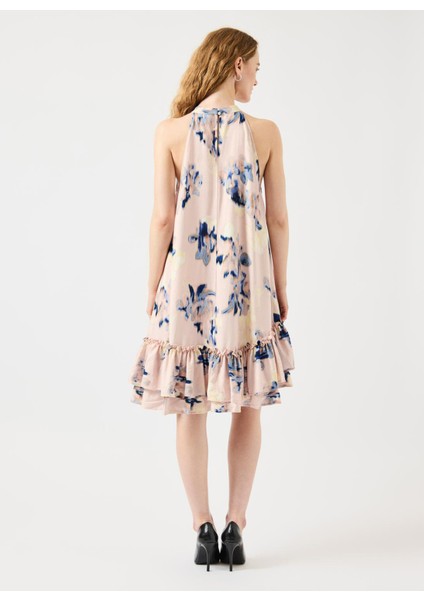 O Yaka Desenli Açık Pembe Midi Kadın Elbise Yasserakı Sl Dress fırsatları