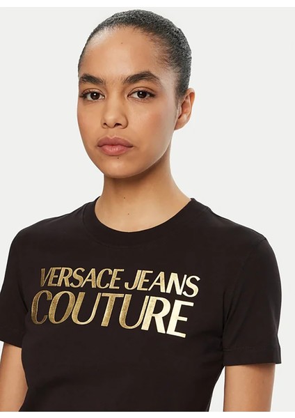 Yuvarlak Yaka Baskılı Siyah Kadın T-Shirt 78HAHT01 modelleri