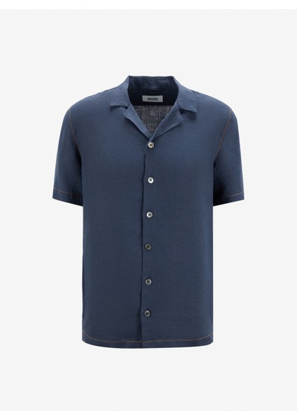 Regular Fit Apaş Yaka Lacivert Erkek Gömlek AU-1470L Lıno Shırt