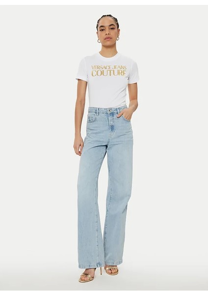 Yuvarlak Yaka Baskılı Beyaz Kadın T-Shirt 78HAHT01