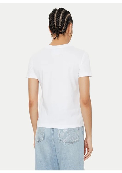 Yuvarlak Yaka Baskılı Beyaz Kadın T-Shirt 78HAHT01 indirimleri