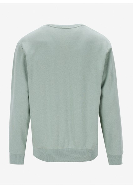 Woven Badge (Lb) Crew Neck Yeşil Bisiklet Yaka Normal Düz Erkek Sweatshırt