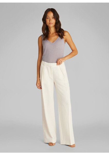 Yüksek Bel Bol Kesim Ekru Kadın Pantolon K20K208217ADA