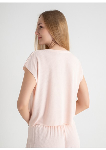 Yuvarlak Yaka Pembe Pijama Üst 403SIX-1110-051 modelleri