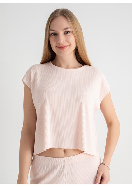 Yuvarlak Yaka Pembe Pijama Üst 403SIX-1110-051 fırsatları