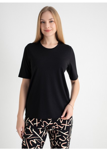 V Yaka Siyah Pijama Üst 403SIX-1110-062
