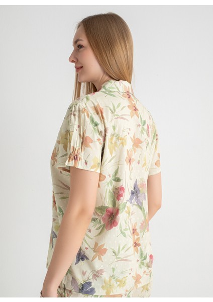 V Yaka Bej Pijama Üst 403SIX-1110-058 modelleri