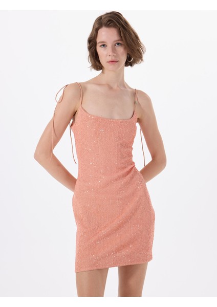 U Yaka Düz Turuncu Kısa Kadın Elbise 50537027 modelleri