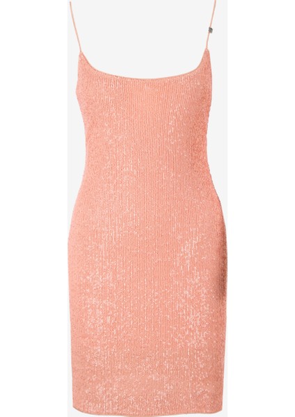 U Yaka Düz Turuncu Kısa Kadın Elbise 50537027