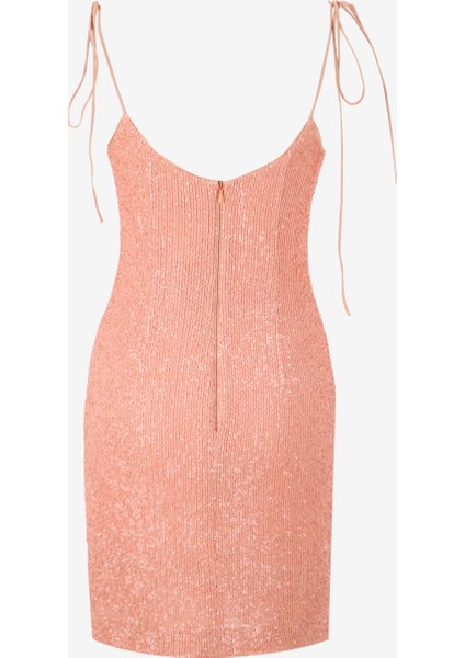 U Yaka Düz Turuncu Kısa Kadın Elbise 50537027