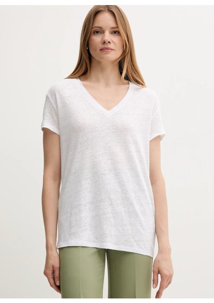 V Yaka Bej Kadın T-Shirt 37UJD401Q fiyatları
