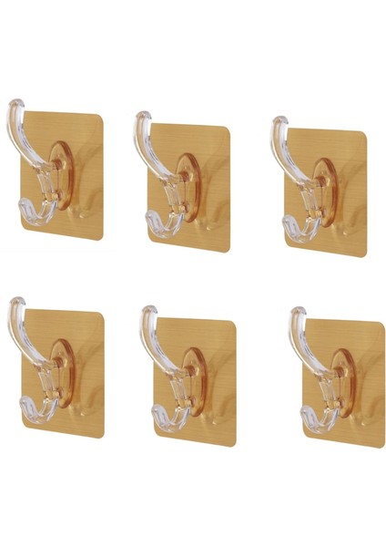 6lı Gold Kanca Askı Güçlü Yapışkanlı Mutfak Banyo Askısı