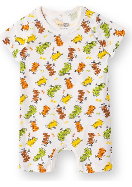 Erkek Bebek Kısa Tulum Çıtçıtlı Bisiklet Yaka Kısa Kol