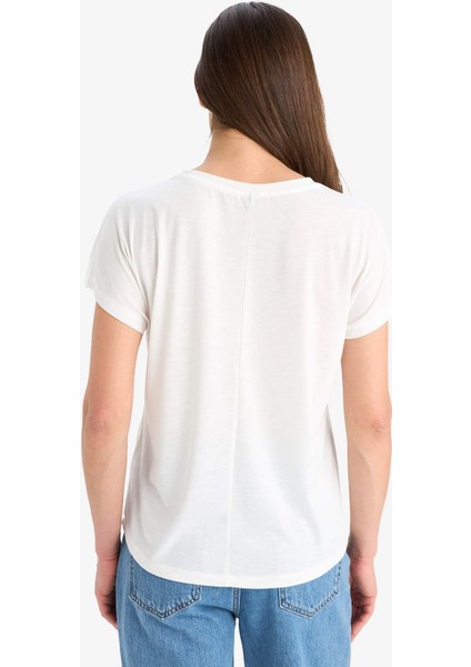 Regular Fit Bisiklet Yaka Baskılı Kısa Kollu Tişört F4839AX25SM