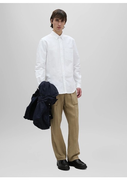 Regular Fit Gömlek Yaka Beyaz Erkek Gömlek A CE13 B032