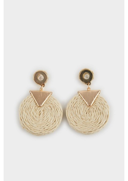 Kadın Hasır Gold Detaylı Küpe F0833AXNS