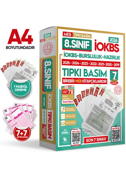 2025 8.Sınıf MEB İOKBS-BURSLULUK Çıkmış Soru Tıpkı Basım 6lı Deneme Paketi Video Çözümlü Türkiye G.