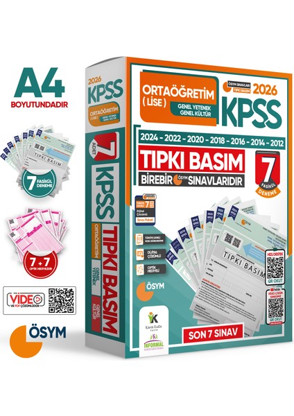 2026 KPSS Ön Lisans-Ortaöğretim/Lise ÖSYM Tıpkı Basım 14lü Deneme Seti Türkiye Geneli Dijital Çözümlü modelleri