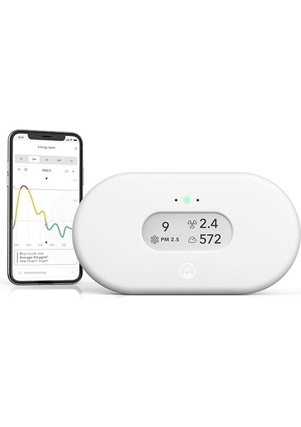 Rm Airthings View Plus 2969 Pm 2.5, Co2, Voc, Nem ve Sıcaklık Dedektörü, Radon Hava Kalitesi Monitörü