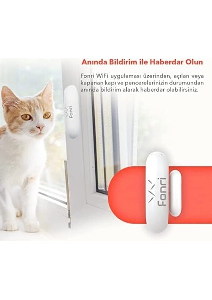 Akıllı Kablosuz Kapı Pencere Sensörü ve Iç Ortam Nem-Isı Ölçer-Siren, Wifi, Uzaktan Takip, 2 Yıl Garantili, Tuya Destekli
