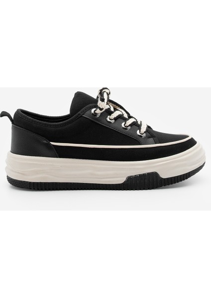 Kadın Sneaker Spor Ayakkabı Keten Kumaş Bağcıklı Hesna