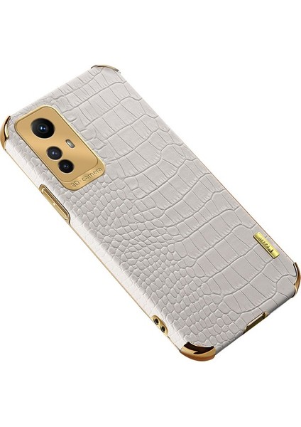 Xiaomi Redmi Için Not 12S 4g Deri Kaplamalı Tpu Telefon Kılıfı Timsah Doku 6d Elektruman Kapak Black (Yurt Dışından)