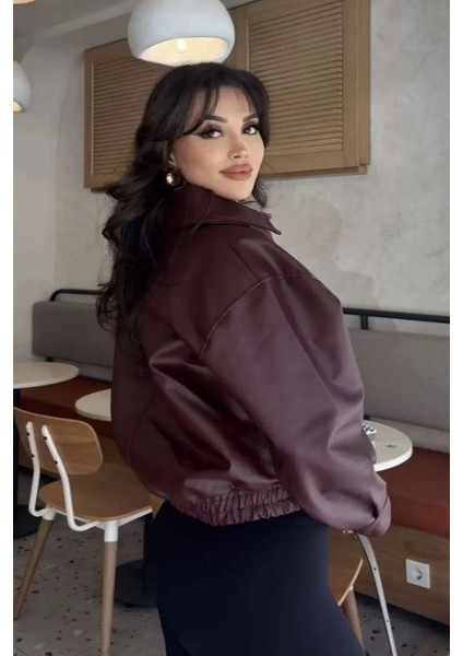 Kadın Deri Bomber Ceket