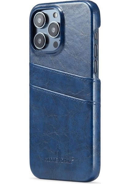Retro Yağ Balmumu Doku Pu Deri Kılıf Iphone 14 Pro Max Kahverengi Için Kart Yuvaları (Yurt Dışından)