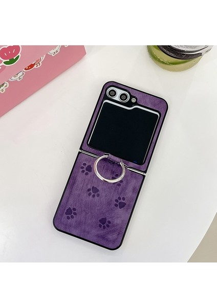 Samsung Galaxy Z Flip 5 Kedi Pençesi Deseni Yüzük Pu Cep Telefonu Kılıfı (Yurt Dışından) fiyatları