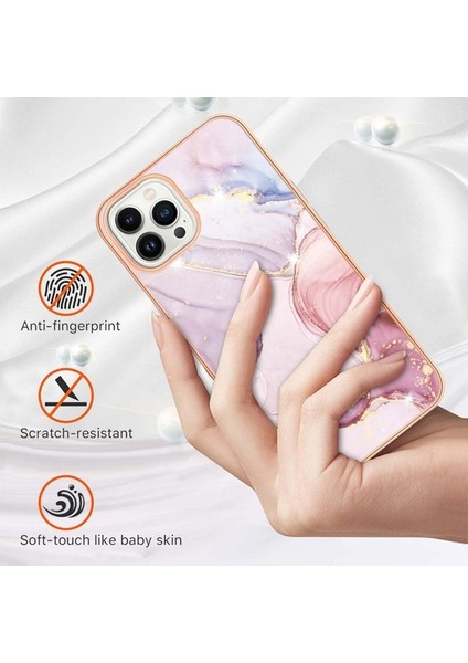 iPhone 13 Pro Max Için Mermer Desen Yumuşak Tpu Tampon Kılıf Kapak Rose Gold (Yurt Dışından)