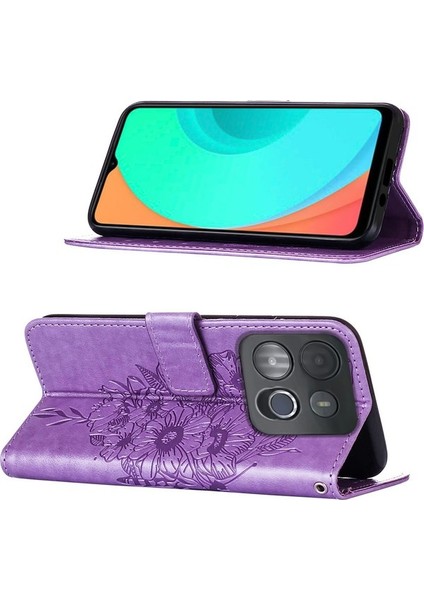 Smart 7 Için Kelebek Pu Deri Çevirmeli Cüzdan Stand Telefon Kılıfı - Mavi (Yurt Dışından)