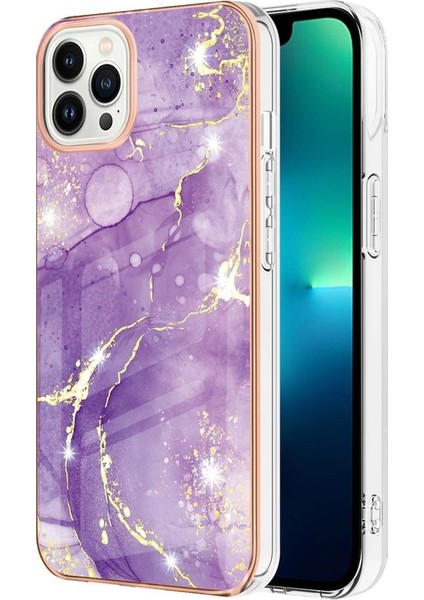 iPhone 13 Pro Max Için Mermer Desen Yumuşak Tpu Tampon Kılıf Kapak Rose Gold (Yurt Dışından)