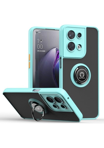 Oppo Reno8 Için Yüzük Stand Mat Sert Silikon Telefon Kılıfı - Sarı (Yurt Dışından)