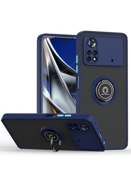 Xiaomi Poco X4 Pro 5g Için Yüzük Stand Mat Sert Silikon Telefon Kılıfı - Yeşil (Yurt Dışından)