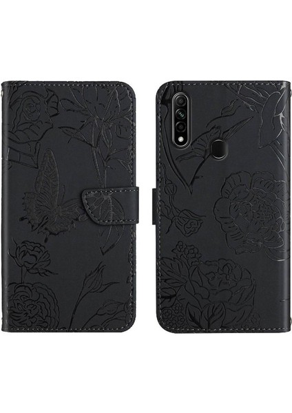 Oppo 2020 2020/A8 Anti-Damla Koruma Çiçekler ve Kelebekler Pu Için Telefon Kılıfı (Yurt Dışından)