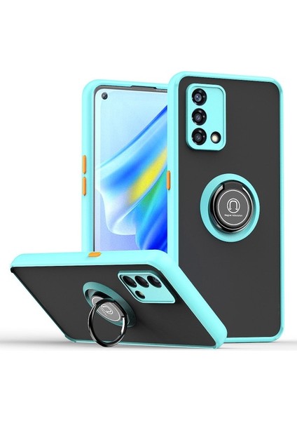 Oppo A74 4g Için Yüzük Stand Mat Sert Silikon Telefon Kılıfı - Açık Mavi (Yurt Dışından) fiyatları