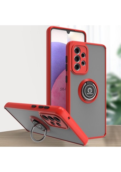 Samsung Galaxy A33 5g Için Yüzük Stand Mat Sert Silikon Telefon Kılıfı - Siyah (Yurt Dışından)