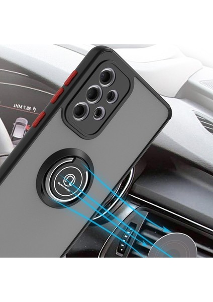 Samsung Galaxy A33 5g Için Yüzük Stand Mat Sert Silikon Telefon Kılıfı - Siyah (Yurt Dışından) indirimleri