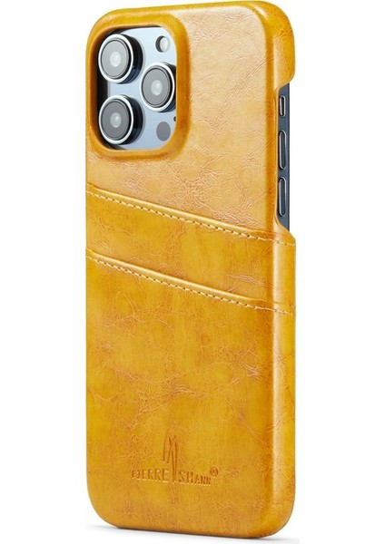 Retro Yağ Balmumu Doku Pu Deri Kılıf Iphone 14 Pro Max Kahverengi Için Kart Yuvaları (Yurt Dışından)