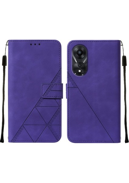 Oppo A78 5g / A58 5g Için Kabartmalı Pu Deri Stand Cüzdan Telefon Kılıfı - Mavi (Yurt Dışından)