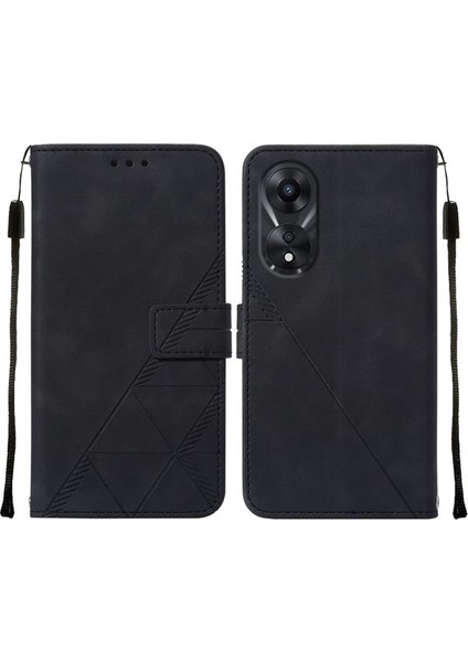 Oppo A78 5g / A58 5g Için Kabartmalı Pu Deri Stand Cüzdan Telefon Kılıfı - Mavi (Yurt Dışından)