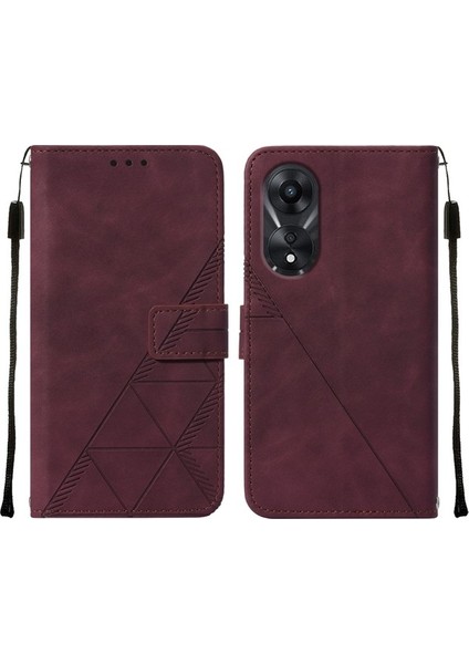 Oppo A78 5g / A58 5g Için Kabartmalı Pu Deri Stand Cüzdan Telefon Kılıfı - Mavi (Yurt Dışından)