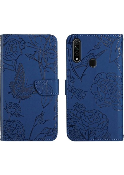 Oppo 2020 2020/A8 Anti-Damla Koruma Çiçekler ve Kelebekler Pu Için Telefon Kılıfı (Yurt Dışından)