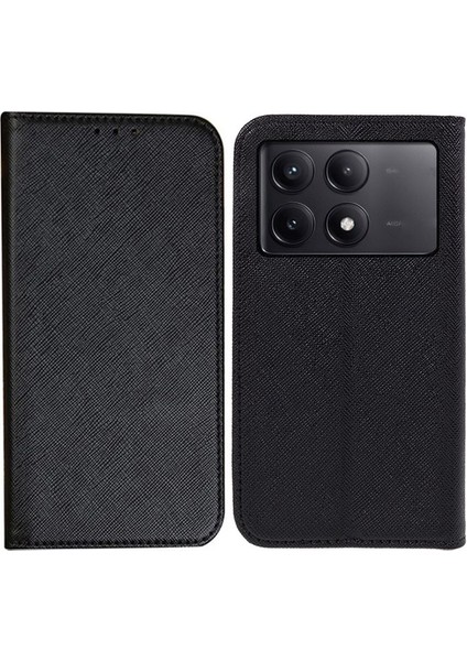 Xiaomi Poco X6 Pro 5g Çizilmez Telefon Kapağı Çapraz Doku Manyetik Kapanış Deri Stand Kılıfı (Yurt Dışından)