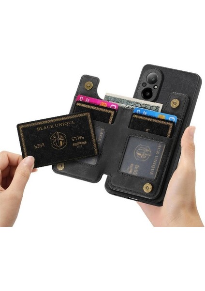 Realme C67 Standı Fonksiyonu Için Kılıf Vintage Fermuar Cüzdan Katlanabilir Geri (Yurt Dışından)