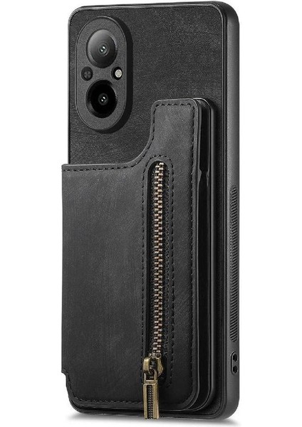 Realme C67 Standı Fonksiyonu Için Kılıf Vintage Fermuar Cüzdan Katlanabilir Geri (Yurt Dışından)