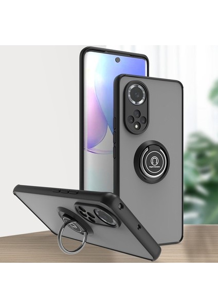 Huawei Nova 9 Için Yüzük Stand Mat Sert Silikon Telefon Kılıfı - Kırmızı (Yurt Dışından)