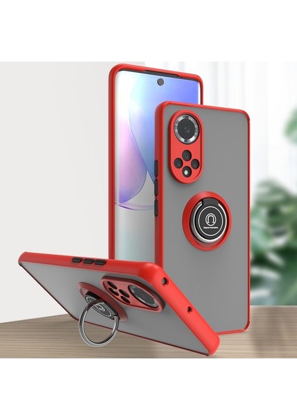Huawei Nova 9 Için Yüzük Stand Mat Sert Silikon Telefon Kılıfı - Kırmızı (Yurt Dışından) fiyatları