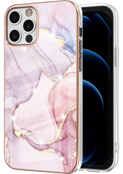 iPhone 12 Pro Max Için Mermer Desen Yumuşak Tpu Tampon Kılıf Kapak Turkuaz (Yurt Dışından)