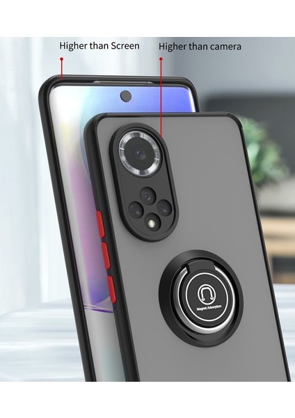 Huawei Nova 9 Için Yüzük Stand Mat Sert Silikon Telefon Kılıfı - Kırmızı (Yurt Dışından) fiyatları